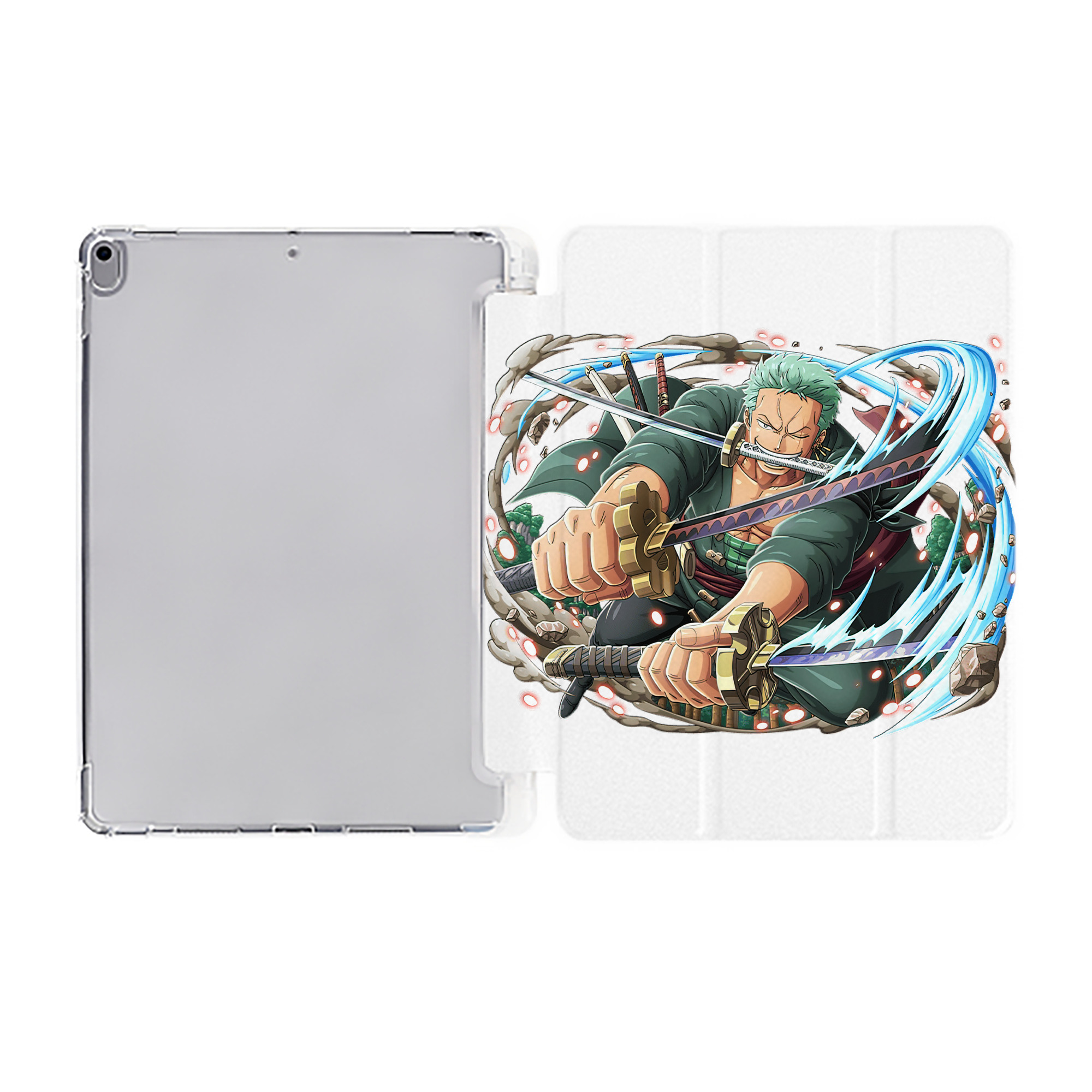 （画像用） ワンピース ロロノア・ゾロ ONE PIECE Roronoa Zoro IPad ケース ペン収納付き 三つ折りスタンド PUレザー×シリコン 対応機種9.5/10.5/10.9インチ